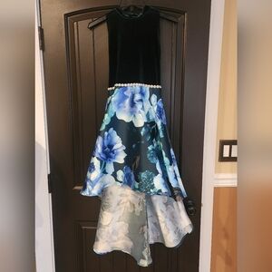 Speechless Kids Green Velvet Floral Dress, Size 16